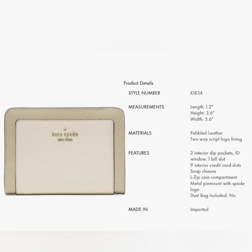 Kate Spade Beige and Cream Wallet